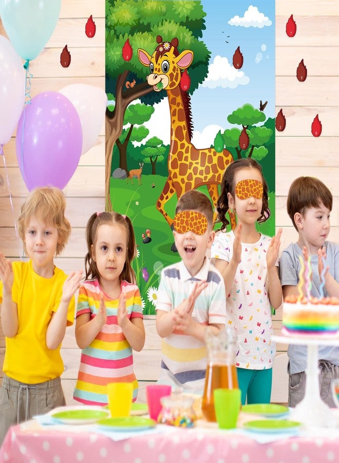 PLULON Pin The Tail on The Giraffe Party Game, Birthday Games Big Giraffe Poster with Tail Stickers for Zoo Animal Party Favors Wall Decorations Birthday Activities Jungle Party Supplies - Image 2